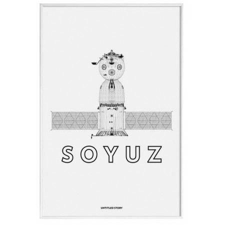 Soyuz - Affiche Juniqe avec cadre blanc