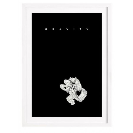 Gravity - Affiche Juniqe avec cadre blanc