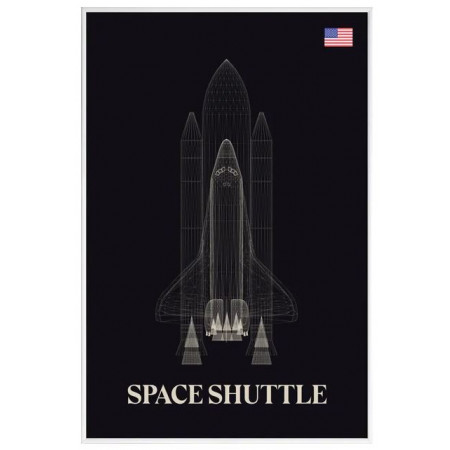 Nasa Space shuttle 3 - Affiche Juniqe avec cadre blanc