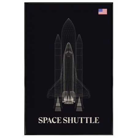 Nasa Space shuttle 3 - Affiche Juniqe avec cadre noir 