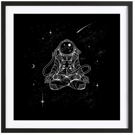 Zen Astronaut - Affiche Juniqe avec cadre noir