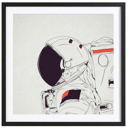 Astro White - Affiche Juniqe avec cadre noir 