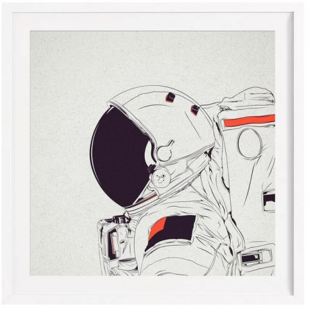 Astro White - Affiche Juniqe avec cadre blanc