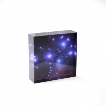 tirage photo sous un bloc plexi avec l'amas d'étoiles des Pleiades